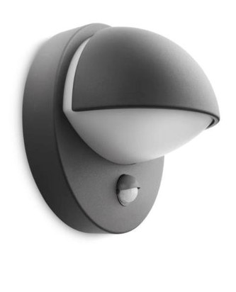 Venkovní nástěnné svítidlo s pohybovým senzorem Philips June 8719514385306 E27 1x42W IP44 230V antracitové