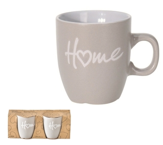 Porcelánový hrnek Home hnědý, sada 2 ks