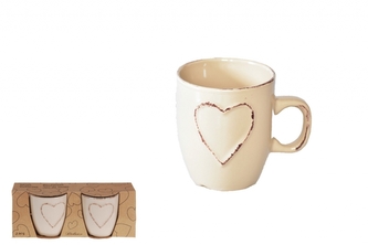 Hrnek Srdce sada 2ks, hnědý