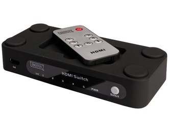 PremiumCord HDMI switch 5:1 s dálkovým ovladačem a napájecím adaptérem PremiumCord HDMI switch 5:1 s dálkovým ovladačem a napájecím adaptérem