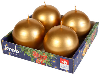 Sviečka adventná guľa 60 mm - metalická zlatá (4ks)