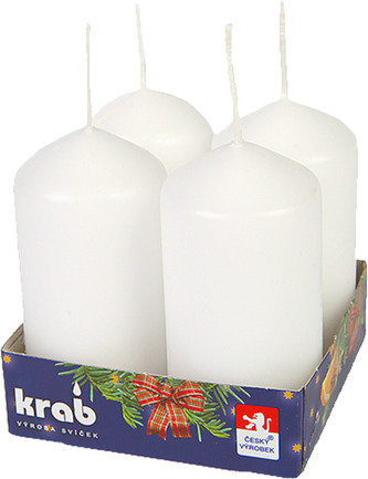 Svíčka adventní válec 40x60 mm - bílá (4ks)