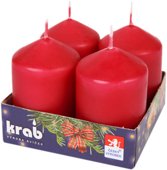Svíčka adventní válec 40x60 mm - bordó (4ks)