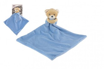 Medvěd/Medvídek usínáček plyš  22x22cm modrý na kartě v sáčku 0+