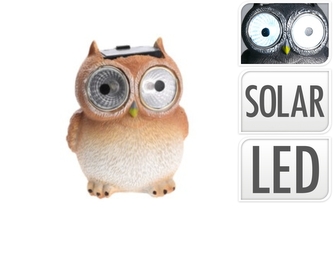 Solární světle hnědá sova na zahradu 7,5x7,5x9 cm