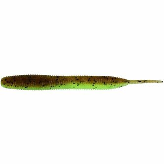 Keitech: Gumová nástraha Sexy Impact 3,8" 9,6cm 3,3g Green Pumpkin PP/Chartreuse 10ks