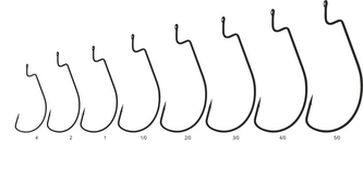 Offsetový háček Wide worm s očkem, velikost 2/0, black nickel, 10 ks/bal