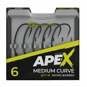 RIDGEMONKEY: Háček Ape-X Medium Curve Barbed Velikost 8 10ks