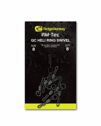 RIDGEMONKEY: Obratlík RM-Tec Quick Change Heli Ring Swivel Velikost 8 8ks