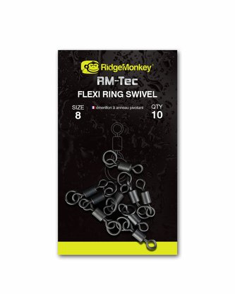 RIDGEMONKEY: Obratlík RM-Tec Flexi Ring Swivel Velikost 8 10ks