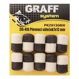 Graff: Zig-Rig Plovoucí váleček 7x13mm Černá/Bílá 10ks