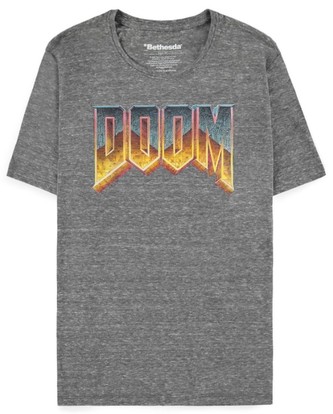 Pánské tričko Doom: Logo (L) šedá bavlna