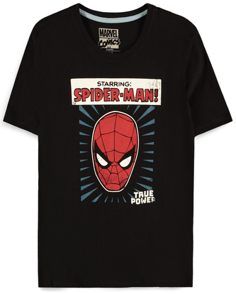 Pánské tričko Marvel|Spiderman: Starring Spider (L) černá bavlna