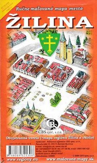 Žilina Ručne maľovaná mapa mesta