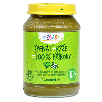 Country Life Příkrm špenát, rýže BIO 190 g