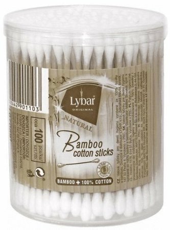 Lybar Original Natural Bamboo vatové tyčinky v okrúhlej krabičke 100 ks