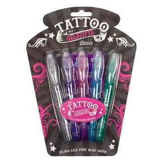 Tetovací pera s glitry 4 ks