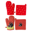 Chňapka a podložka s kočkou, červená