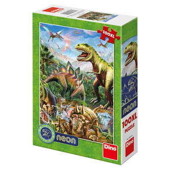Svet dinosaurov: svietiace neónové puzzle 100XL dielikov
