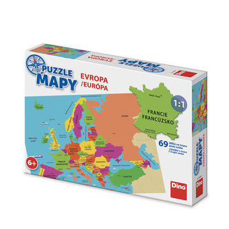 Puzzle mapy Európa: puzzle 69 dielikov