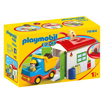 Vyklápěcí auto s garáží Playmobil, 1.2.3, 6 dílků