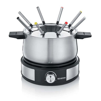 Fondue Severin, FO 2471, 2v1, přídavný talíř na palačinky, vyjímatelný hrnec, plynulý termostat, 8 barevných vidliček, 1500 W