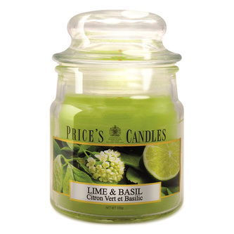 Svíčka ve skleněné dóze Price´s Candles, Limetka a bazalka, 100 g Svíčka ve skleněné dóze Price´s Candles, Limetka a bazalka, 100 g
