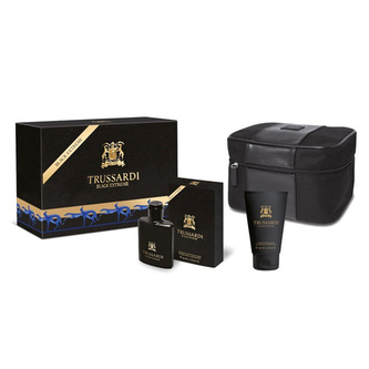 Dárková sada Trussardi, Black Extreme, EDT 50 ml, sprchový gel 100 ml, kosmetická taška