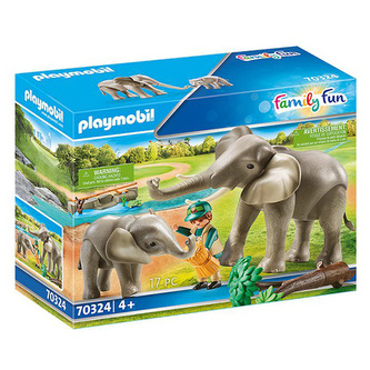 Sloni ve výběhu Playmobil, Zoo, 17 dílků