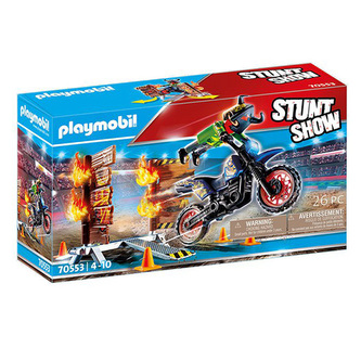 Motocykl a hořící stěna Playmobil, Kaskaderská show, 26 dílků
