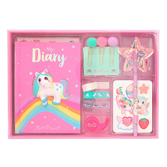 Diář s doplňky Ylvi and the Minimoomis, Jednorožec, s potřebami pro dekoraci diáře, růžový