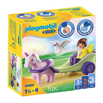 Kočár s jednorožcem a vílou Playmobil, 1.2.3, 5 dílků