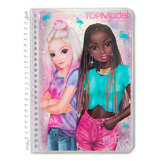 Poznámkový blok se samolepkami Top Model ASST, June a Malia, třpytivý obal