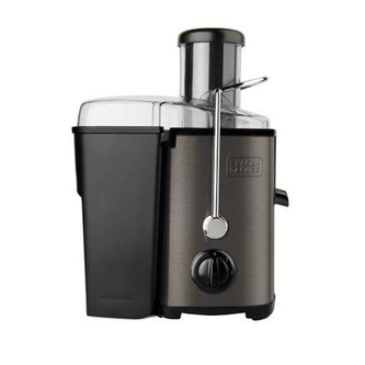 Odšťavňovač Black+Decker, BXJE600E, průměr otvoru 62 mm, provedení z nerez oceli, systém bezpečnostního uzavření, 2 nastavitelné rychlosti, 1,2 L nádoba na odpad, 0,55 L nádoba na šťávu, 600 W