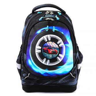 Studentský batoh Target, Černý, nalepovací auto na suchý zip