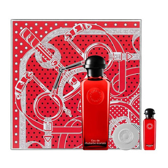 Hermes kolínská voda, Hermes Eau De Rhubarbe Écarlate, dárková sada, 100 ml EDC, 7,5 ml, 50 g Soap, unisex