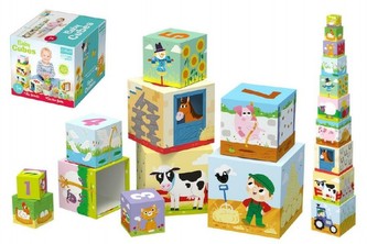 Kocky kubus Na farme 10ks v krabici 15x15cm 1+
