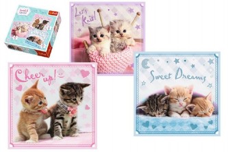 Puzzle Mačiatka 3v1 20x19, 5cm v krabici 28x28x6cm