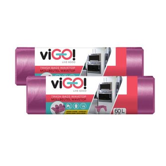 SADA 2 KS SÁČKŮ DO KOŠŮ S UCHY, 60 L, VŮNĚ LEVANDU