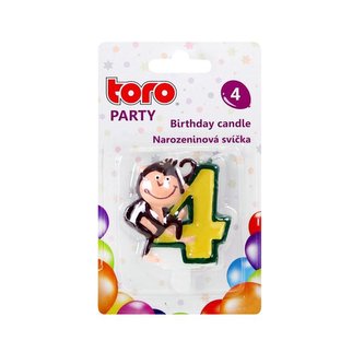 SVIEČKA TORTOVÁ, ČÍSLICA 4 "OPIČKA", 5X4X1,3CM