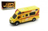 Auto ambulance záchranáři plast 18cm na setrvačník český design v krabičce