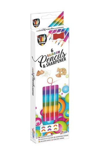 Duhové tužky 6ks + ořezávátko