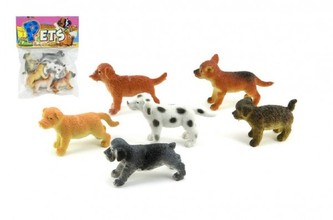 Pejsek štěňátko plast 6ks v sáčku 14x19x3cm