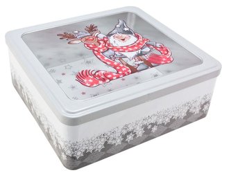 DÓZA NA CUKROVÍ 23,2X21,7X8,8CM SANTA A JELEN