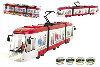 Tramvaj plast 43cm na baterie česky mluvící se světlem v krabici (1 kus)