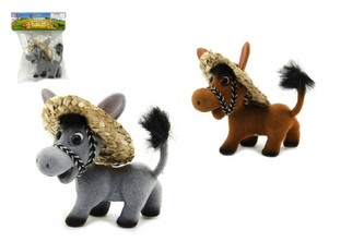 Osel/Oslík s kloboukem fliška 10cm v sáčku