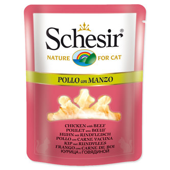 Kapsička SCHESIR Cat kuře + hovězí ve vývaru
