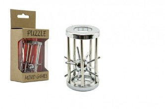 Hlavolam ježek v kleci kovový chromovaný 4,5x7,5cm v krabičce