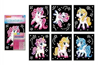 Třpytivý mozaikový obrázek mini s lepícími čtverečky 10x16cm, mix druhů v sáčku - 1 kus