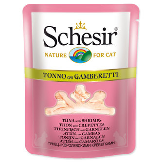 Kapsička SCHESIR Cat tuňák + krevety ve vývaru